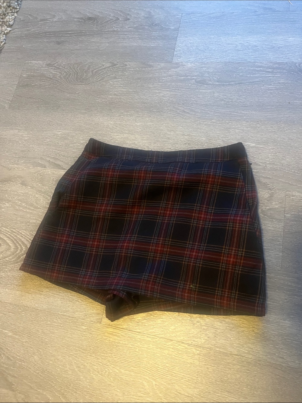 Forever 21 Black Plaid Skort with Red and Blue Tartan